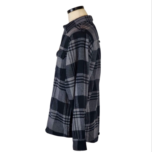 Orvis M Heavy Flannel Shirt Jacket Fleece Lined Cuffs Buffalo Plaid Shacket - Picture 6 of 14